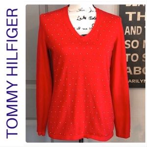 💕Like New Red Tommy Hilfiger Sweater Embellished
